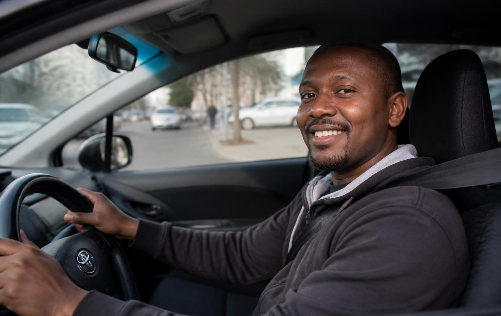 Kenyan driver behind the wheel